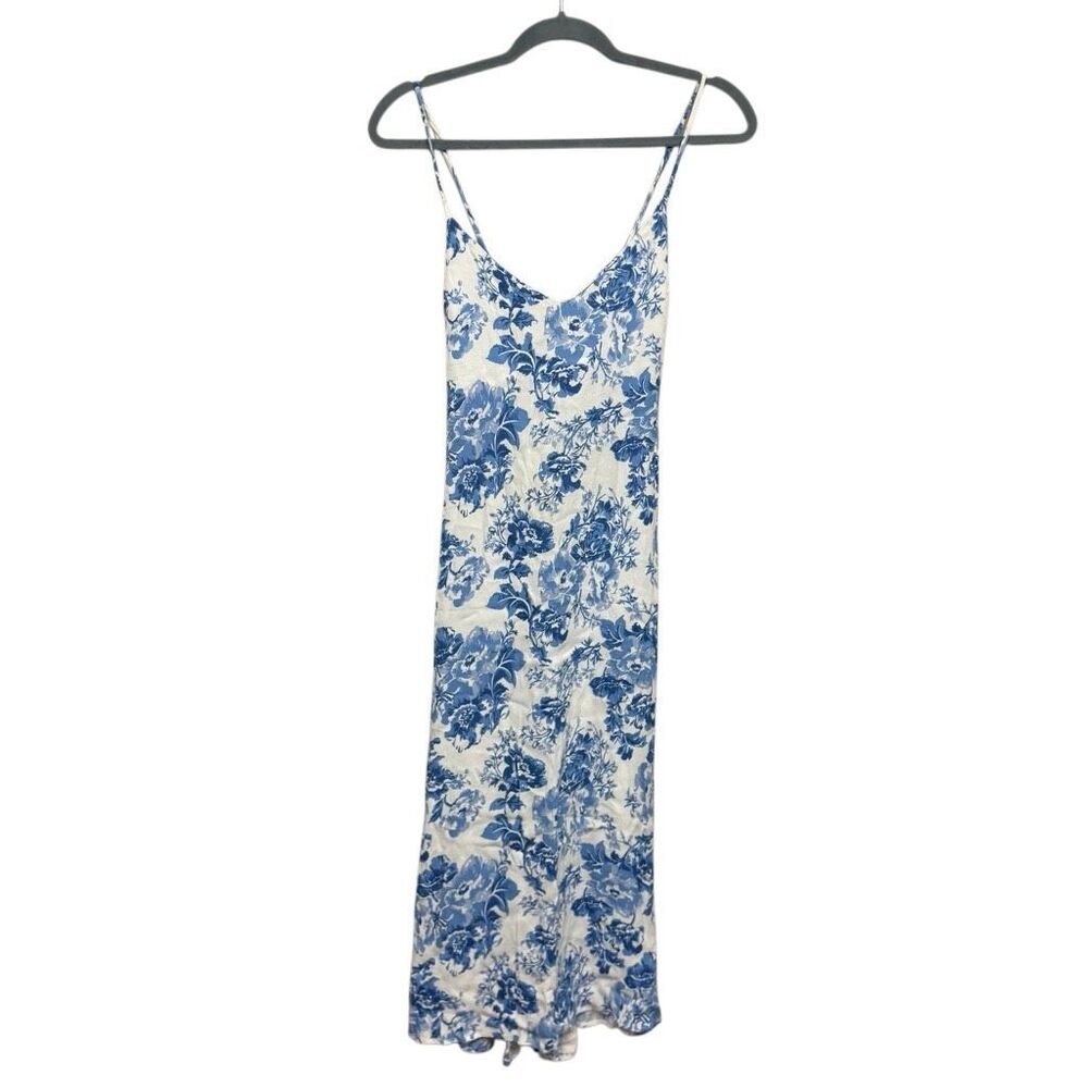 Reformation blue floral Chianti Midi slip dress size medium